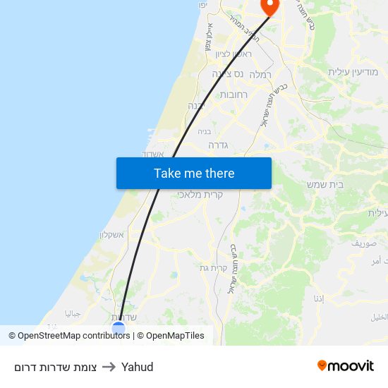 צומת שדרות דרום to Yahud map