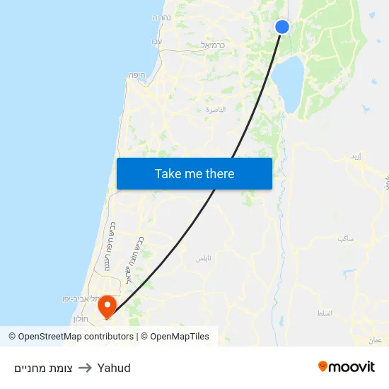 צומת מחניים to Yahud map