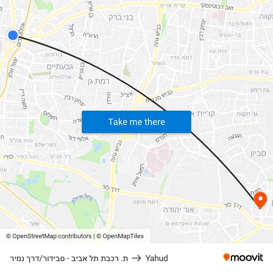 ת. רכבת תל אביב - סבידור/דרך נמיר to Yahud map