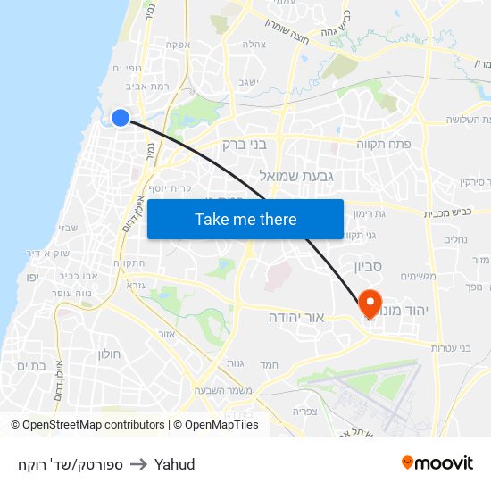 ספורטק/שד' רוקח to Yahud map