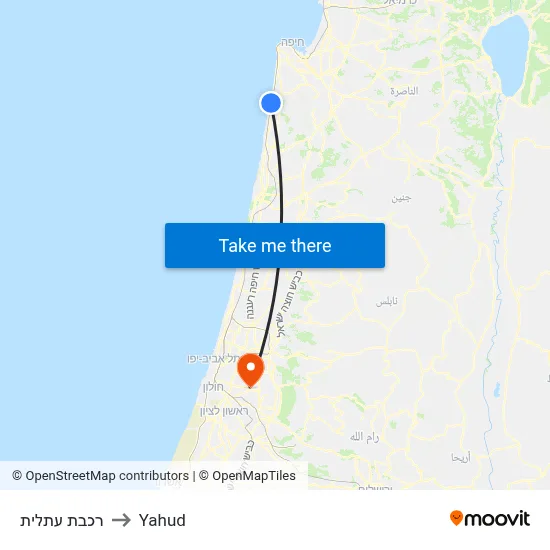 רכבת עתלית to Yahud map