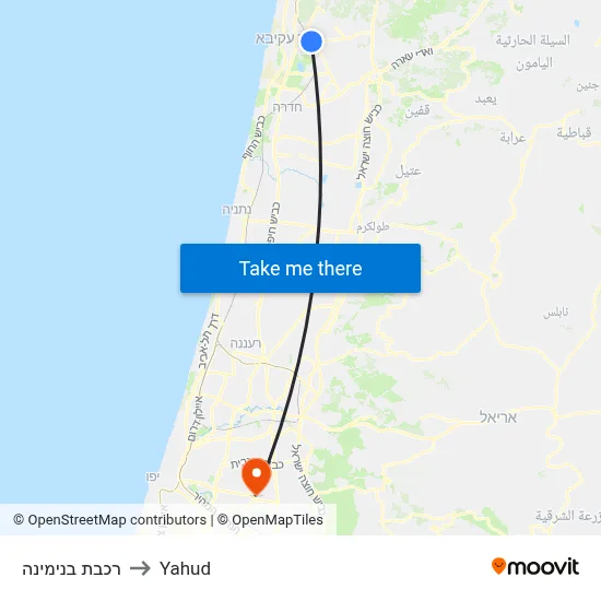 רכבת בנימינה to Yahud map