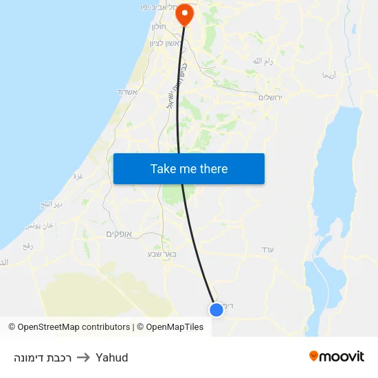 רכבת דימונה to Yahud map
