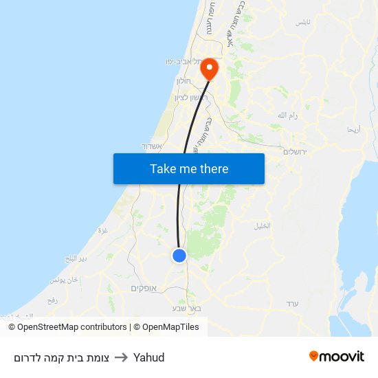 צומת בית קמה לדרום to Yahud map