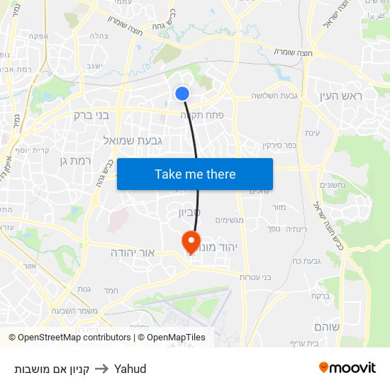 קניון אם מושבות to Yahud map