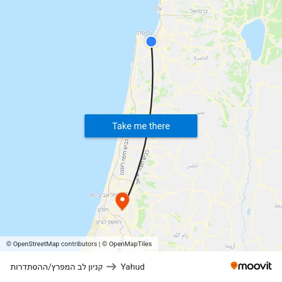 קניון לב המפרץ/ההסתדרות to Yahud map