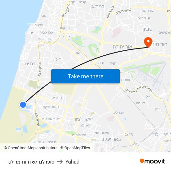 סופרלנד/שדרות מרילנד to Yahud map