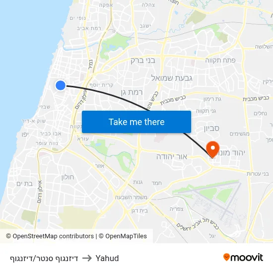 דיזנגוף סנטר/דיזנגוף to Yahud map