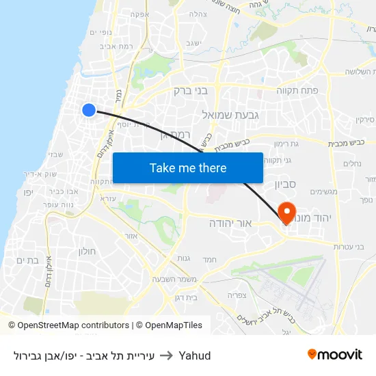 עיריית תל אביב - יפו/אבן גבירול to Yahud map