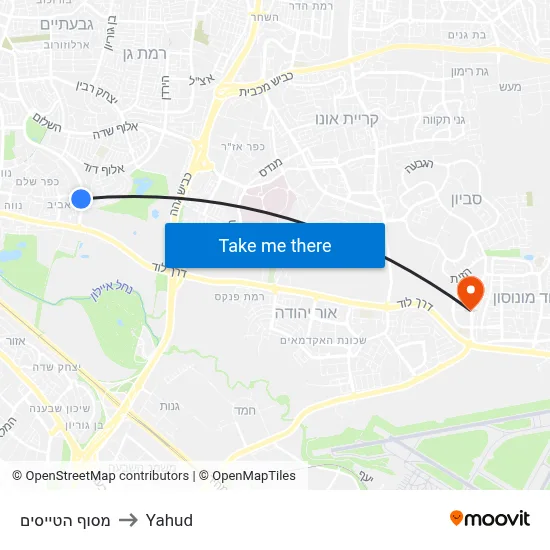 מסוף הטייסים to Yahud map