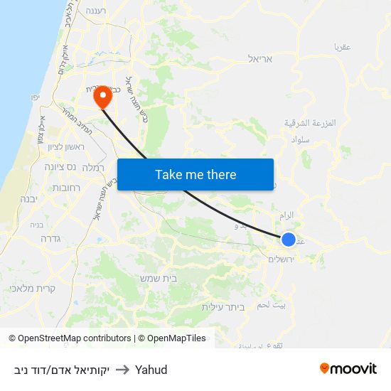 יקותיאל אדם/דוד ניב to Yahud map