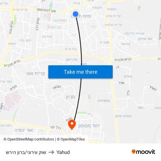 שוק עירוני/ברון הירש to Yahud map