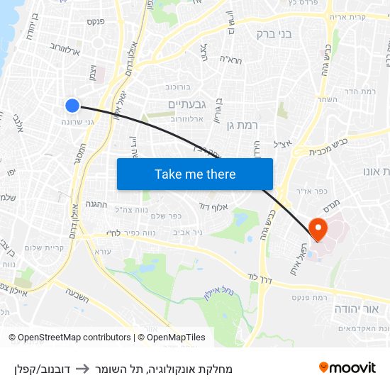 דובנוב/קפלן to מחלקת אונקולוגיה, תל השומר map