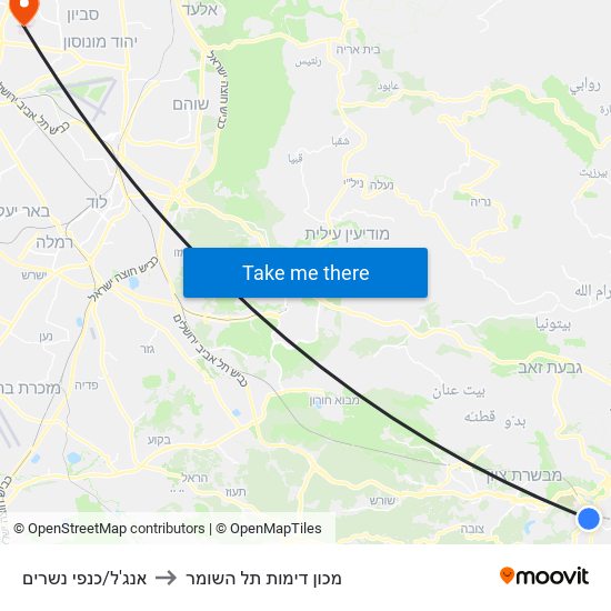 אנג'ל/כנפי נשרים to מכון דימות תל השומר map