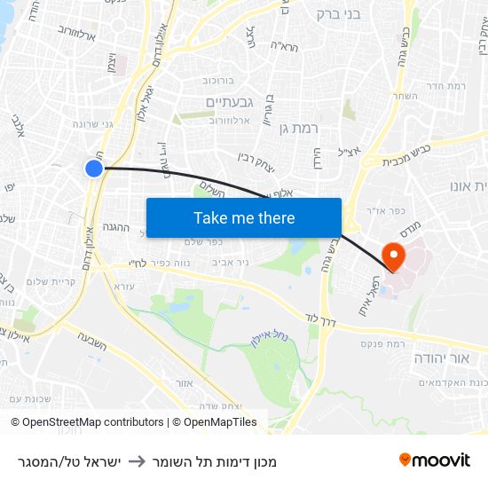 ישראל טל/המסגר to מכון דימות תל השומר map