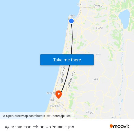 מרכז חורב/פיקא to מכון דימות תל השומר map