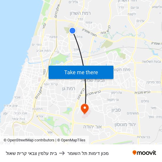 בית עלמין צבאי קרית שאול to מכון דימות תל השומר map