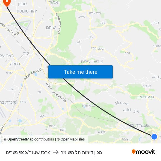 מרכז שטנר/כנפי נשרים to מכון דימות תל השומר map