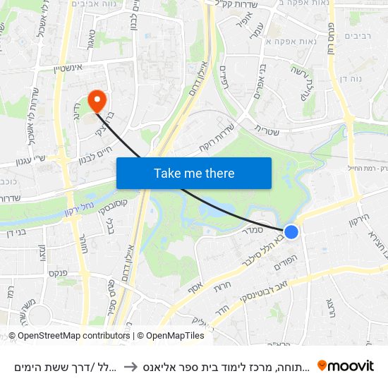 דרך אבא הלל /דרך ששת הימים to האוניברסיטה הפתוחה, מרכז לימוד בית ספר אליאנס map