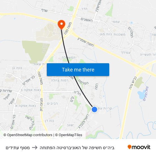 מסוף עתידים to ביה״ס חשיפה של האוניברסיטה הפתוחה map