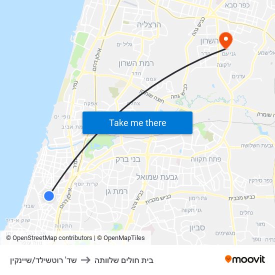 שד' רוטשילד/שיינקין to בית חולים שלוותה map