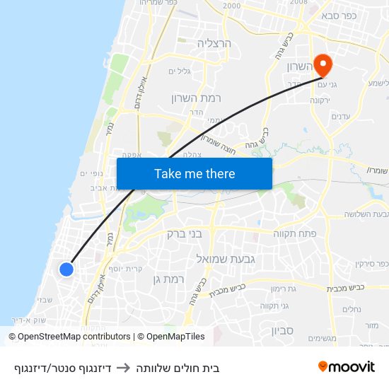 דיזנגוף סנטר/דיזנגוף to בית חולים שלוותה map