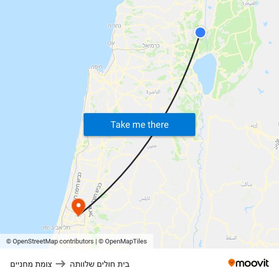 צומת מחניים to בית חולים שלוותה map