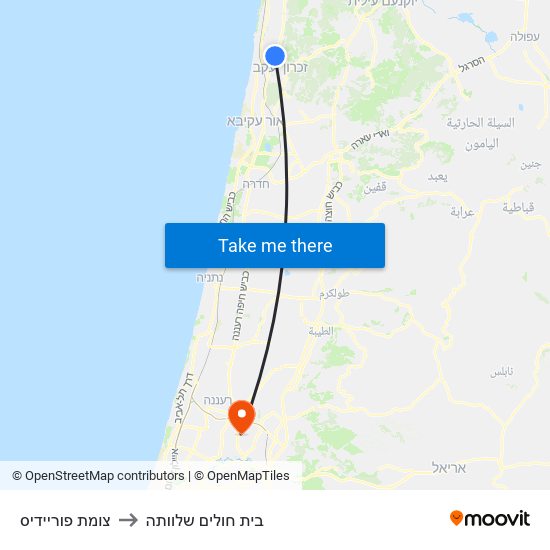 צומת פוריידיס to בית חולים שלוותה map