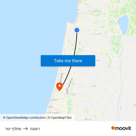 מחלף יגור to רעננה map