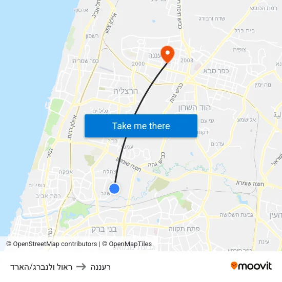 ראול ולנברג/הארד to רעננה map