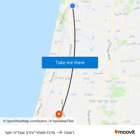 מרכז מסחרי/הרב עובדיה יוסף to רעננה map