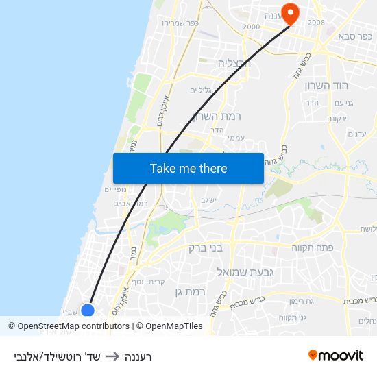 שד' רוטשילד/אלנבי to רעננה map