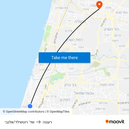שד' רוטשילד/אלנבי to רעננה map