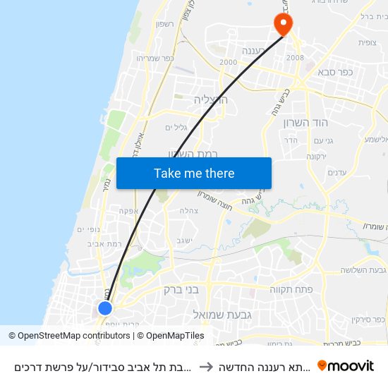 ת. רכבת תל אביב סבידור/על פרשת דרכים to אסותא רעננה החדשה map