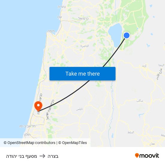 מסעף בני יהודה to בצרה map