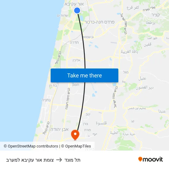 צומת אור עקיבא למערב to תל מונד map