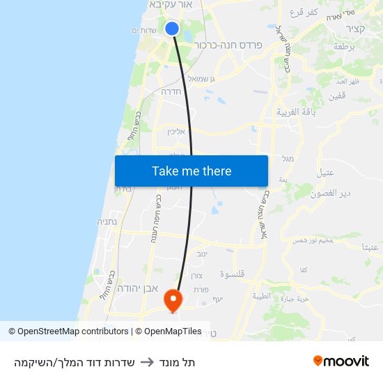 שדרות דוד המלך/השיקמה to תל מונד map