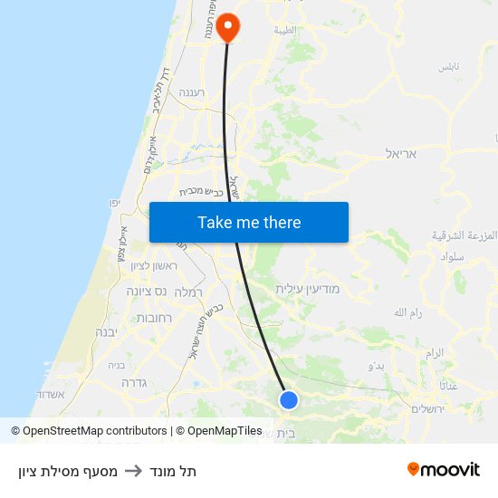 מסעף מסילת ציון to תל מונד map