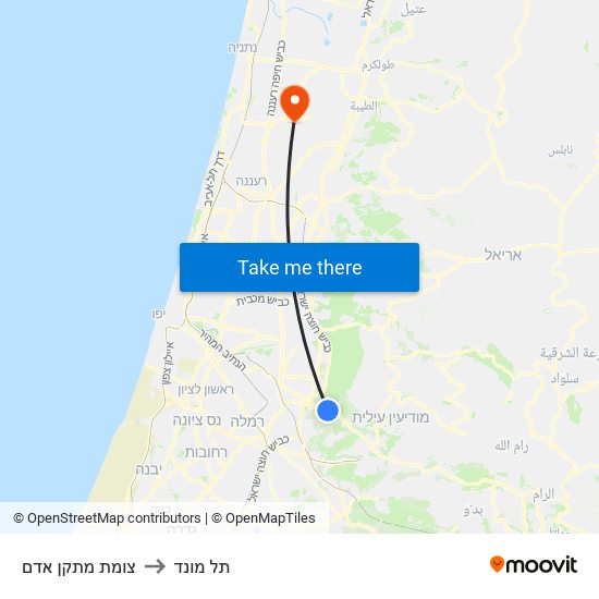 צומת מתקן אדם to תל מונד map