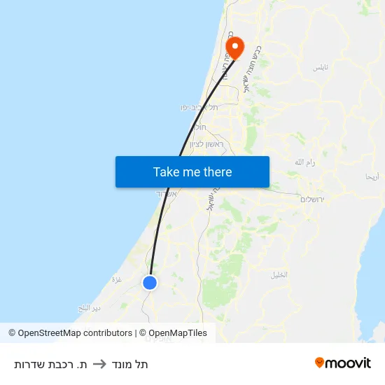 ת. רכבת שדרות to תל מונד map