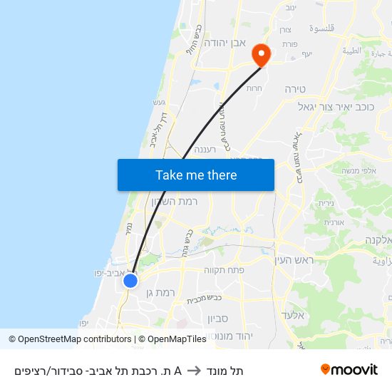 ת. רכבת תל אביב- סבידור/רציפים A to תל מונד map