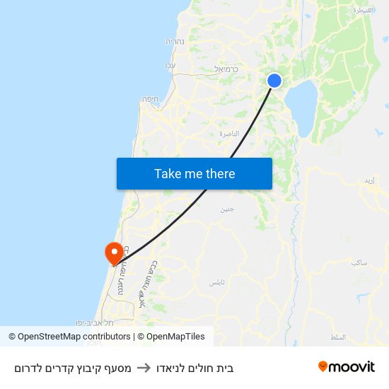 מסעף קיבוץ קדרים לדרום to בית חולים לניאדו map