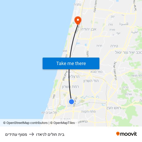 מסוף עתידים to בית חולים לניאדו map