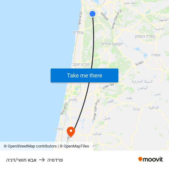 אבא חושי/דניה to פרדסיה map