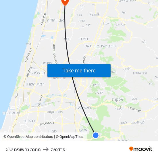 מחנה נחשונים ש''ג to פרדסיה map