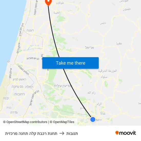 תחנת רכבת קלה תחנה מרכזית to תנובות map