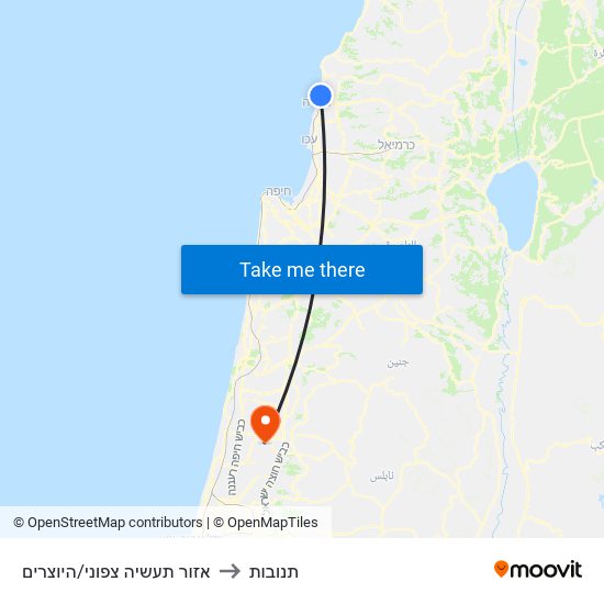 אזור תעשיה צפוני/היוצרים to תנובות map