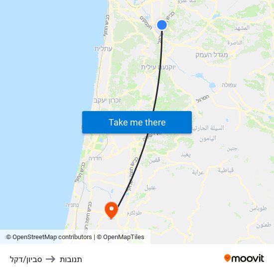 סביון/דקל to תנובות map