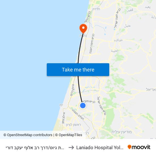 לשכת גיוס/דרך רב אלוף יעקב דורי to Laniado Hospital Yoldot map