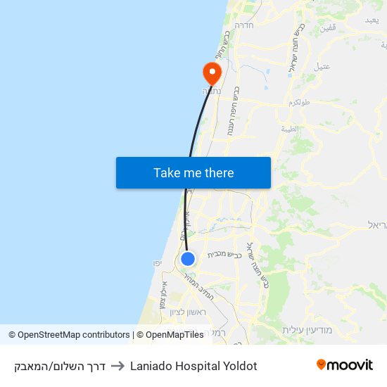 דרך השלום/המאבק to Laniado Hospital Yoldot map